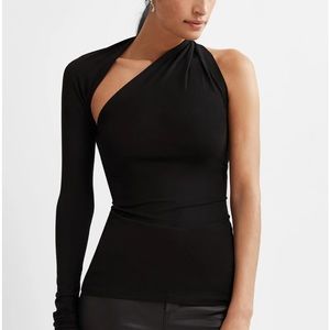 Marcella NYC One Shoulder Manhattan Asymmetrical Top Black, Size XS